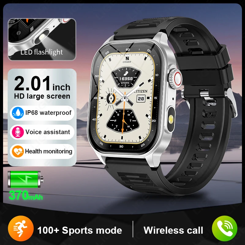 

LIGE New Smart Watch For Men Women 2.01" HD Display Health Monitor Sports Fitness Watches AI Voice Bluetooth Call Smartwatch Man