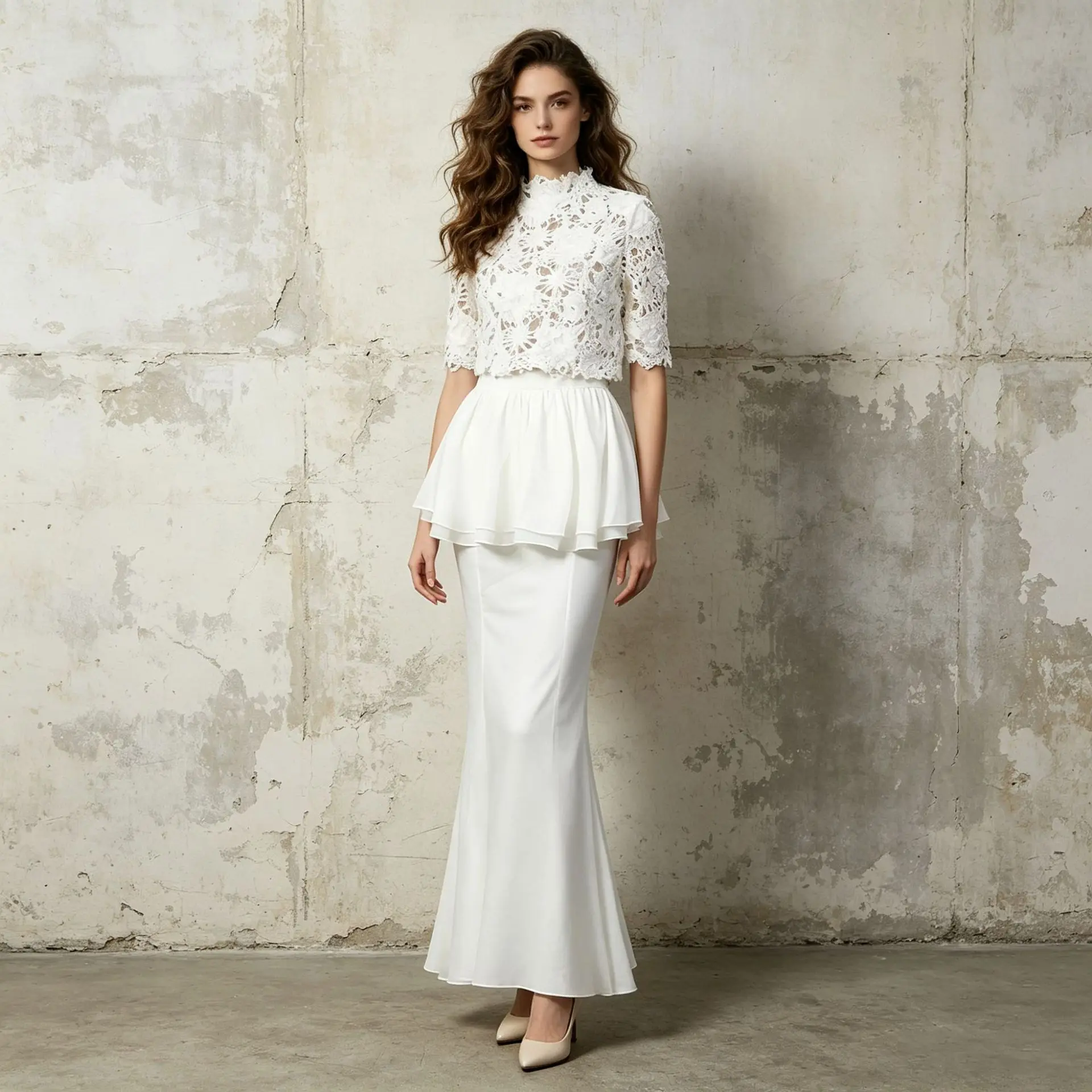 ZAMOR HIGH QUALITY Elegant 2026 Hollow-Out Embroidery Top and Double-Layer Fishtail Skirt Formal Set