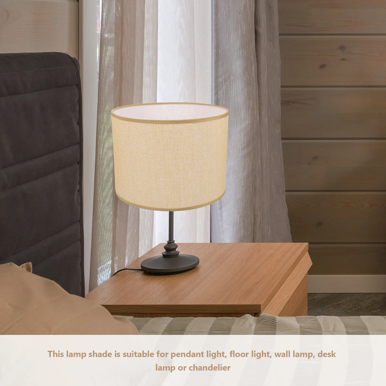 

Premium Linen Lamp Shade Replacement for Desk Table Bedside Floor Wall Chandelier Light Fixture Decorative Cover E27 Socket