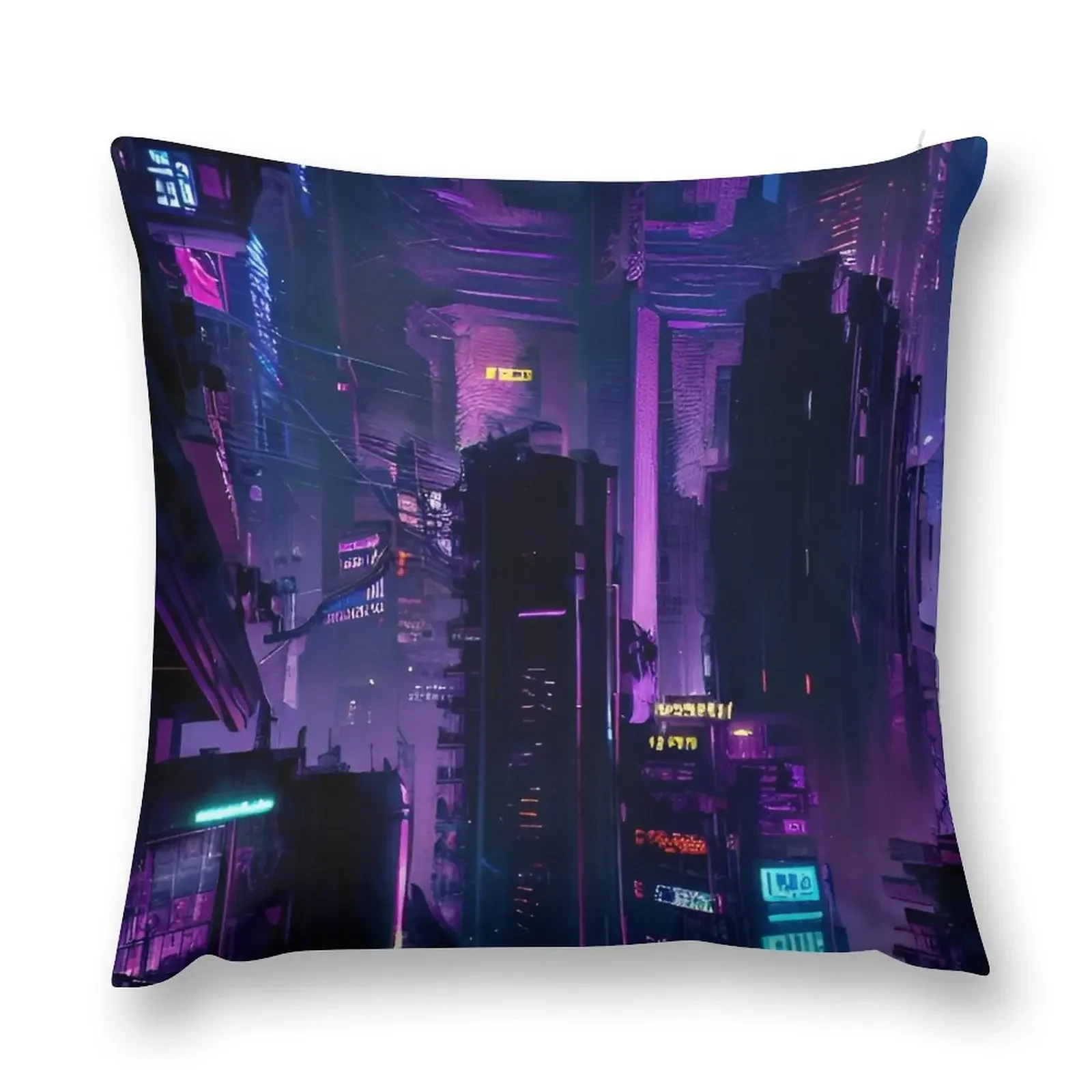 

Dark City - Cyber City Scene Throw Pillow Sofa Cushions Cover Cushions Cover pillow