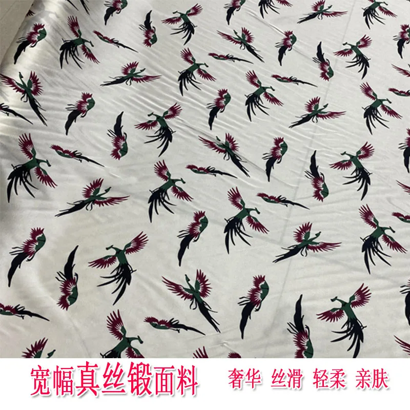 

White Background Wide High-End Silk Forged Cloth Dress Shirt Cheongsam Pajamas Fabric Summer