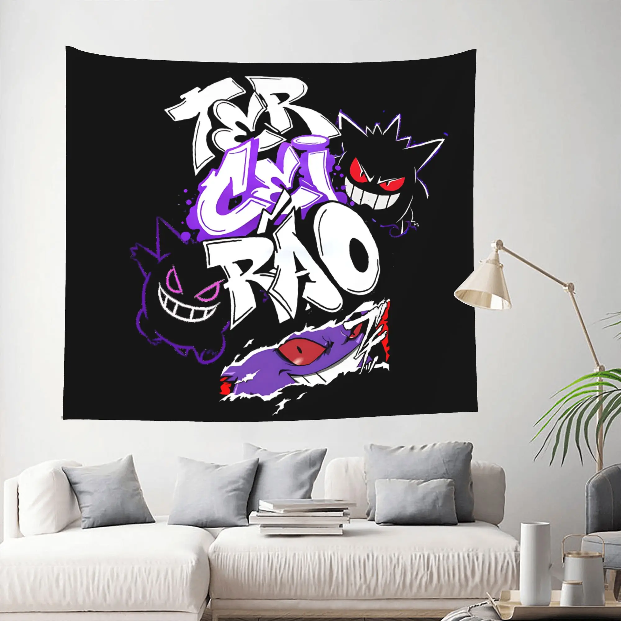 Pokemon Customized Cutecore Tapestry Gengar Ghost Wall Hanging Blanket Tapestry Home Decor Items Wall Decorations