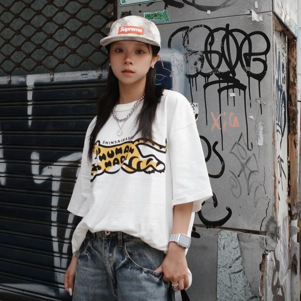 Human Made 2026SS Tiger-Print T-Shirt, Baumwoll-Vintage Loose Slim T-Shirt für Herren und Damen – Detail 3