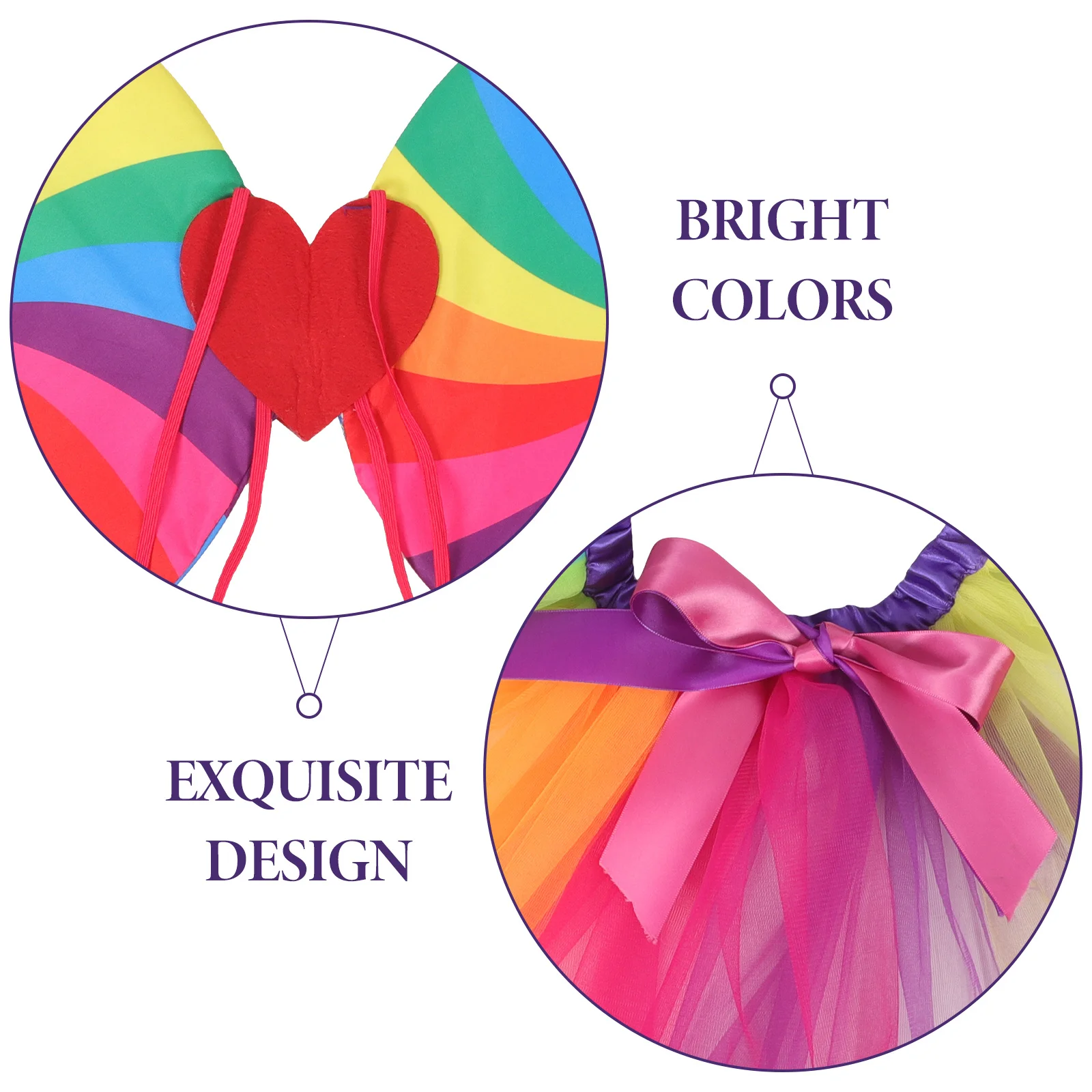 

1Set Costume Skirt Headband Wings Cosplay Props Kids Performance Clothes Fancy Dress Supplies Fairy Costume