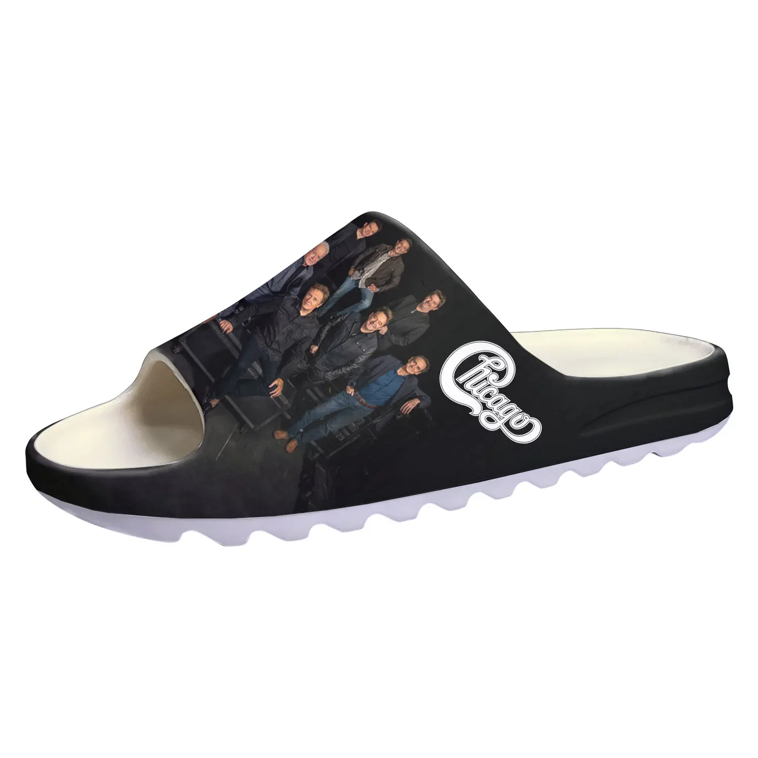 

Chicago Rock Band Soft Sole Sllipers Home Clogs Step on Water Shoe Mens Womens Teenager Bathroom Beach Customize on Shit Sandals