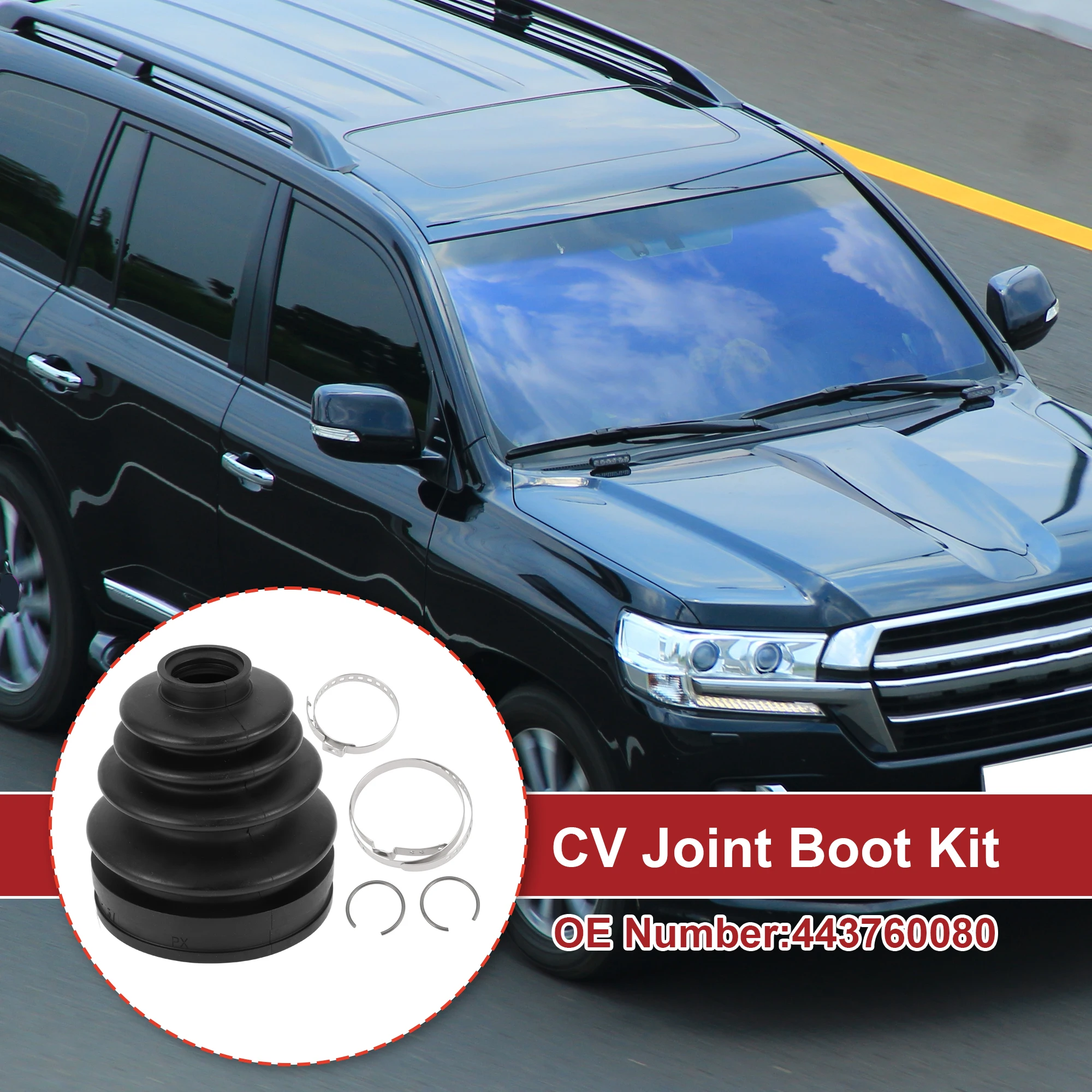 

X Autohaux 1 Set CV Joint Boot for Toyota Land Cruiser 1998-2007 Inner Constant Velocity Joint Boot W/ Clamps No.443760080