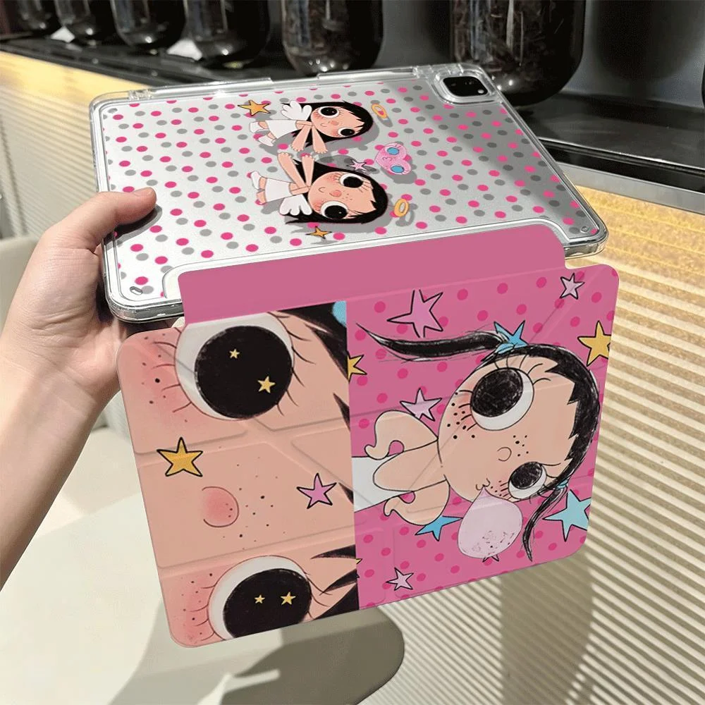 Simple Cute Girl Pink Polka Dot Case For iPad Air 11 10th 11th A16 9th For iPad Pro 11 4 5 10.9in 12.9 M2 M3 M4 Mini 7 6 Holder