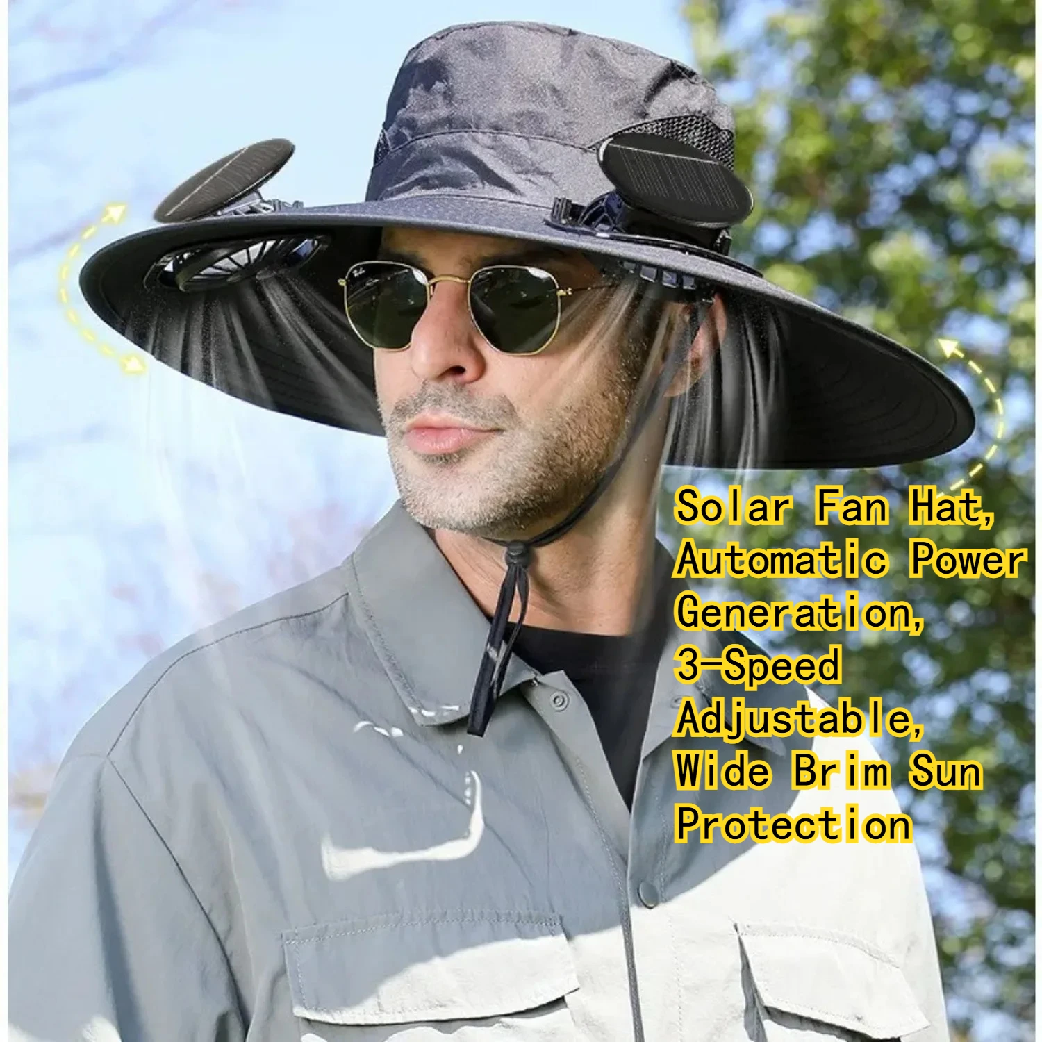 Summer USB Solar Energy 2 Fan Sun Hat Men Women Breathable Fishing CapSun Protection Mesh Fisherman Hat Hiking Outdoor Beach Cap