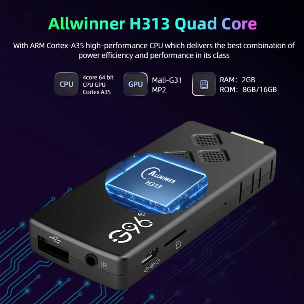 G96 4K Smart TV Stick Android13 ATV OS Top Set Box Allwinner h313 2GB16GB 2.4G&5G Dual Wifi BT5 Netflix Youtube Media Player