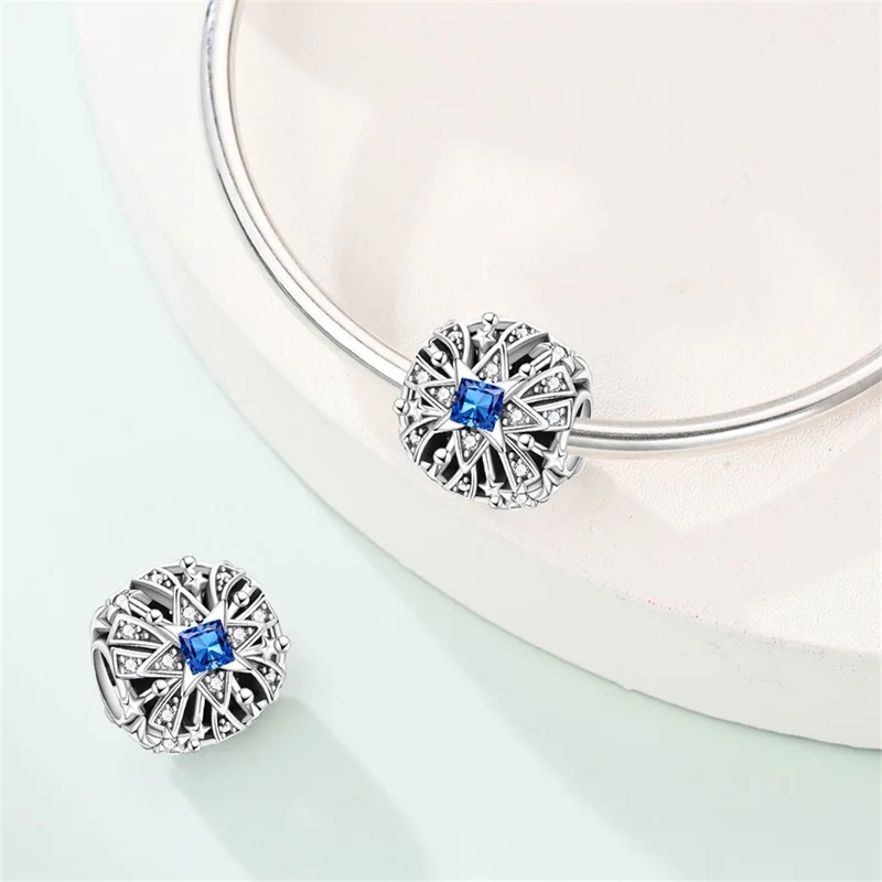 

925 sterling silver sparkling zircon octagonal star bead pendant suitable for DIY bracelets, women fashion jewelry, holiday gift