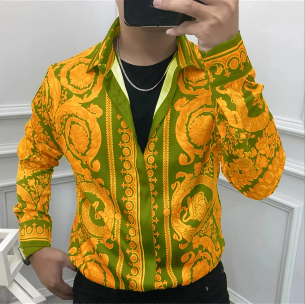 Summer Luxury Mens Button Down Shirts Royal Mens Shirts Casual Slim Fit Soft Smooth Fashion Large Size Luxury Party Shirts