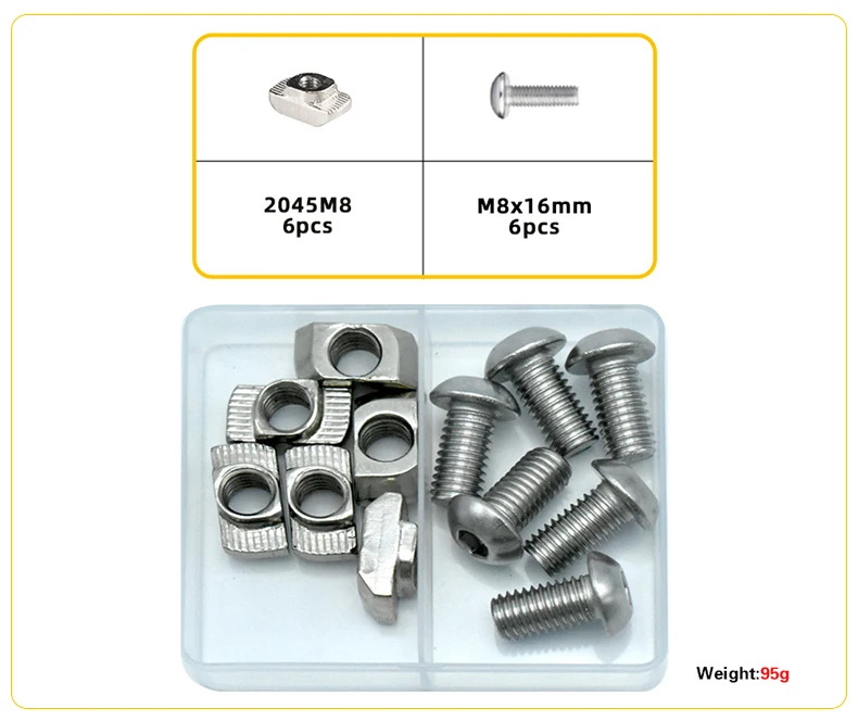 2020 3030 Slot T-Mutter M3 M4 M5 M6 T Schienenmutter und Sechskantschrauben-Set Hammerkopf T-Gleitmutter-Schraubensatz für Aluminium-Profil-Anschluss – Detail 13