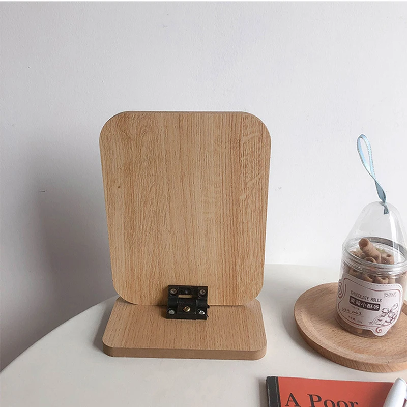 Retângulo de pé vaidade espelho de maquiagem espelho cosmético do vintage espelho de mesa com moldura de madeira e suporte para o banheiro de cabeceira