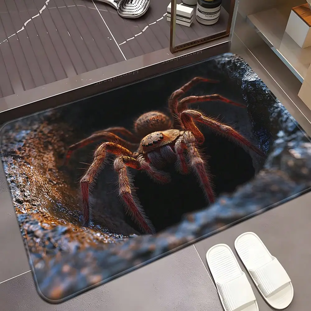 Realistic Spider Door Mat - 3D Visual Effect Entrance Rug, Funny Scary Prank Floor Mat,  Outdoor/Indoor Carpet, Multiple Sizes