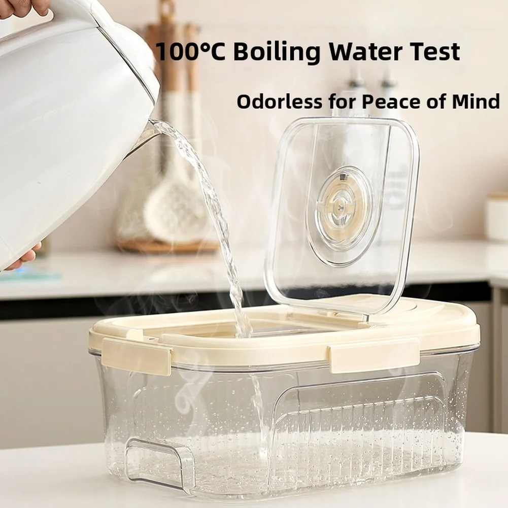Sealed 6L Kitchen Food Storage Container with Lid Airtight Plastic Container for Rice Grains with Date Reminder