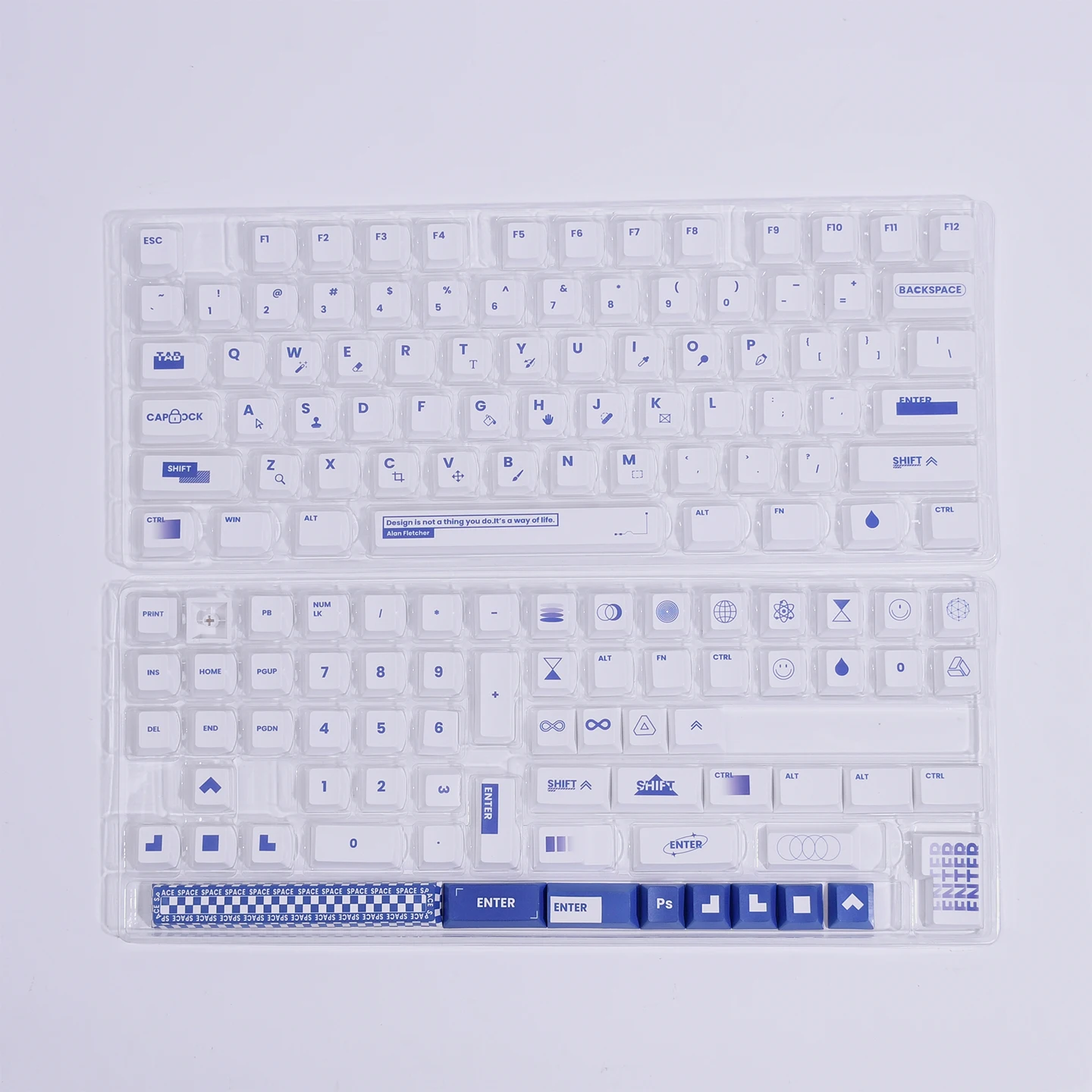 

Designer Blue Keyboard Keycaps PBT Original Height ATK68/wooting60he/75/87/98 Keycaps