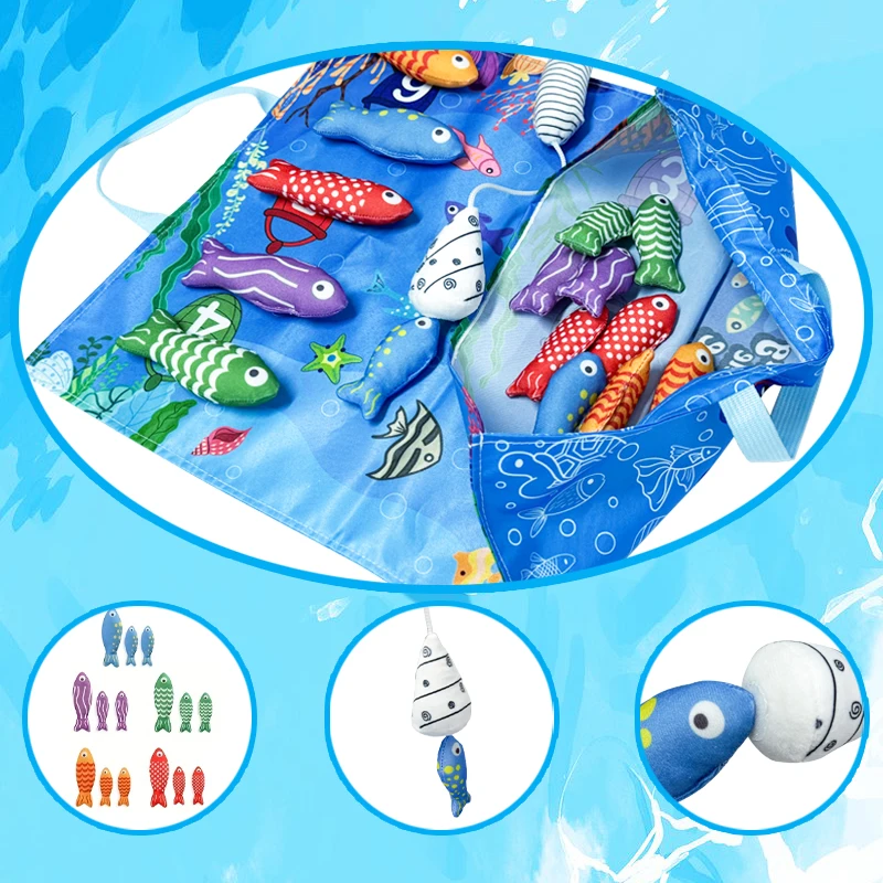 幼児用布製釣りゲームおもちゃ、色分け早期学習おもちゃ、数を数える数学おもちゃ