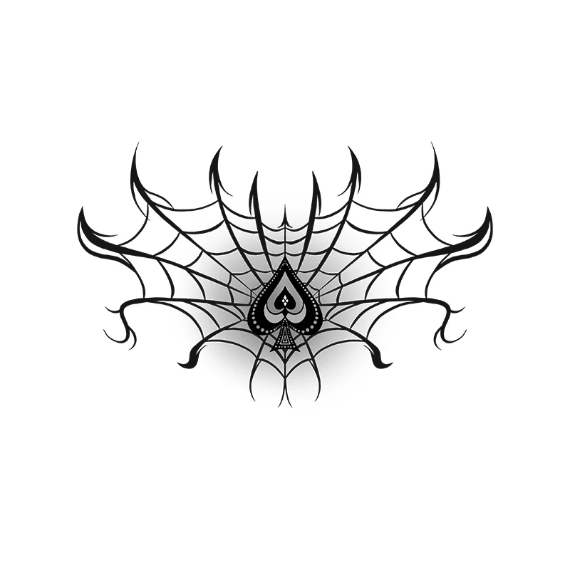 Spades Love Spider Web Temporary Stickers Waterproof, Sweatproof, Sexy Thigh and Chest Tattoo Stickers