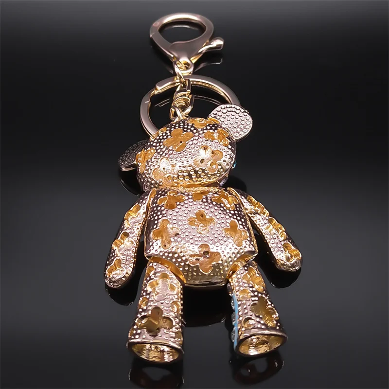 Cute Sweet Colorful Full Crystal Big Bear Key Chain Alloy Rhinestone Fashion Bag Accessories Keyring Jewelry Wholesale N9029