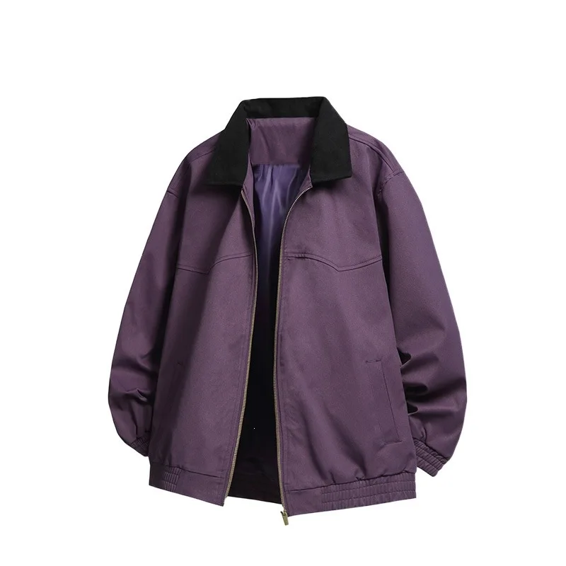 Collared For Men, Unique Style, Spring Autumn Jacket, Trendy Brand Casual Versatile Jacket In Pink, Black, And Purple view 5
