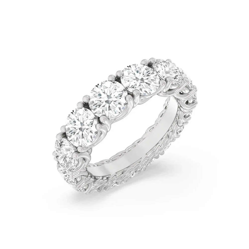 Platinum 950 Diamond Eternity Round Shape Total 7 Carat Lab Grown Diamond HPHT DEF VS-VVS Wedding Band For Men & Women