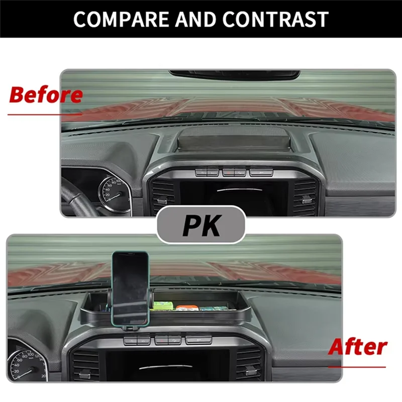

Dash Mount Phone Holder Center Console Storage Box Tray For Ford F150 2021-2024 Interior Accessories