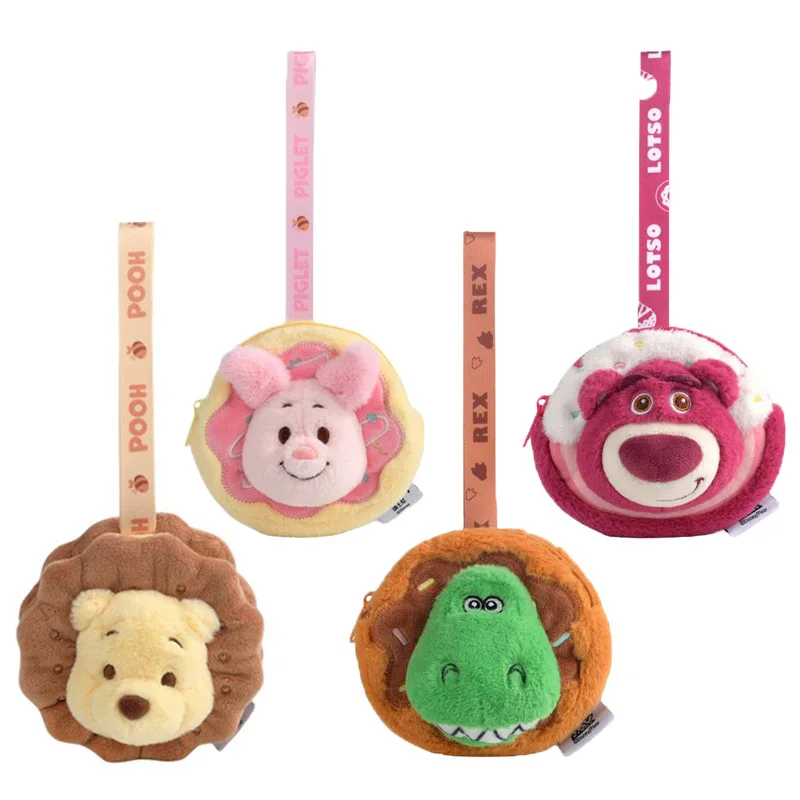Genuine Disney Strawberry Bear Winnie the Pooh Plush Plushies Coin Purse Earphone Organizer Bag Pendant Key Ring Keychins