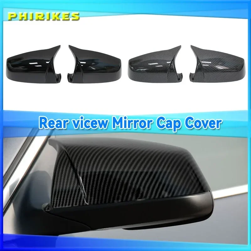 

For BMW 5 6 7 Series E60 E61 E63 E64 F01 F02-F04 F06 F07 F10 F11 F12 F13 Carbon Fiber Black Side Wing Rearview Mirror Cover Cap