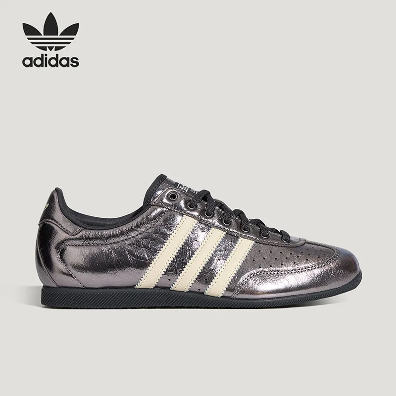 Adidas Originals Sport Women Casual Shoes LA1366 Metallic Grey Cow Leather Retro Walking Sneakers