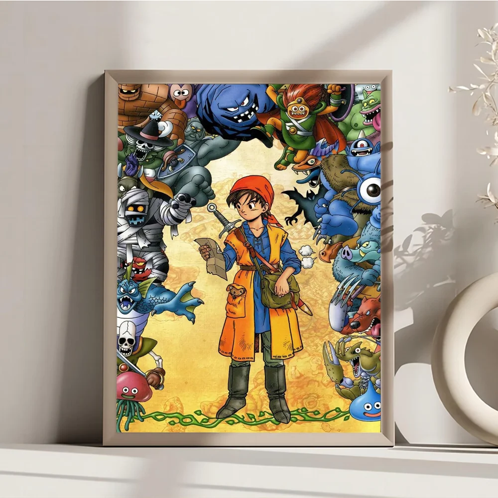 Game D-Dragon Quest Classic Vintage Posters Whitepaper Prints Posters Artwork Kawaii Room Decor