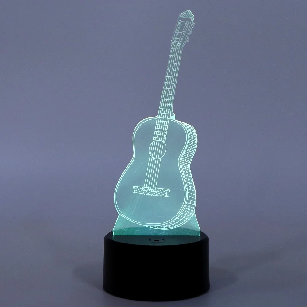 Energy Saving 3D Guitar Night Light Touch Switch 7 Colors Changing Night Lamp USB Powered 3W Nightlight Desktop Lamp