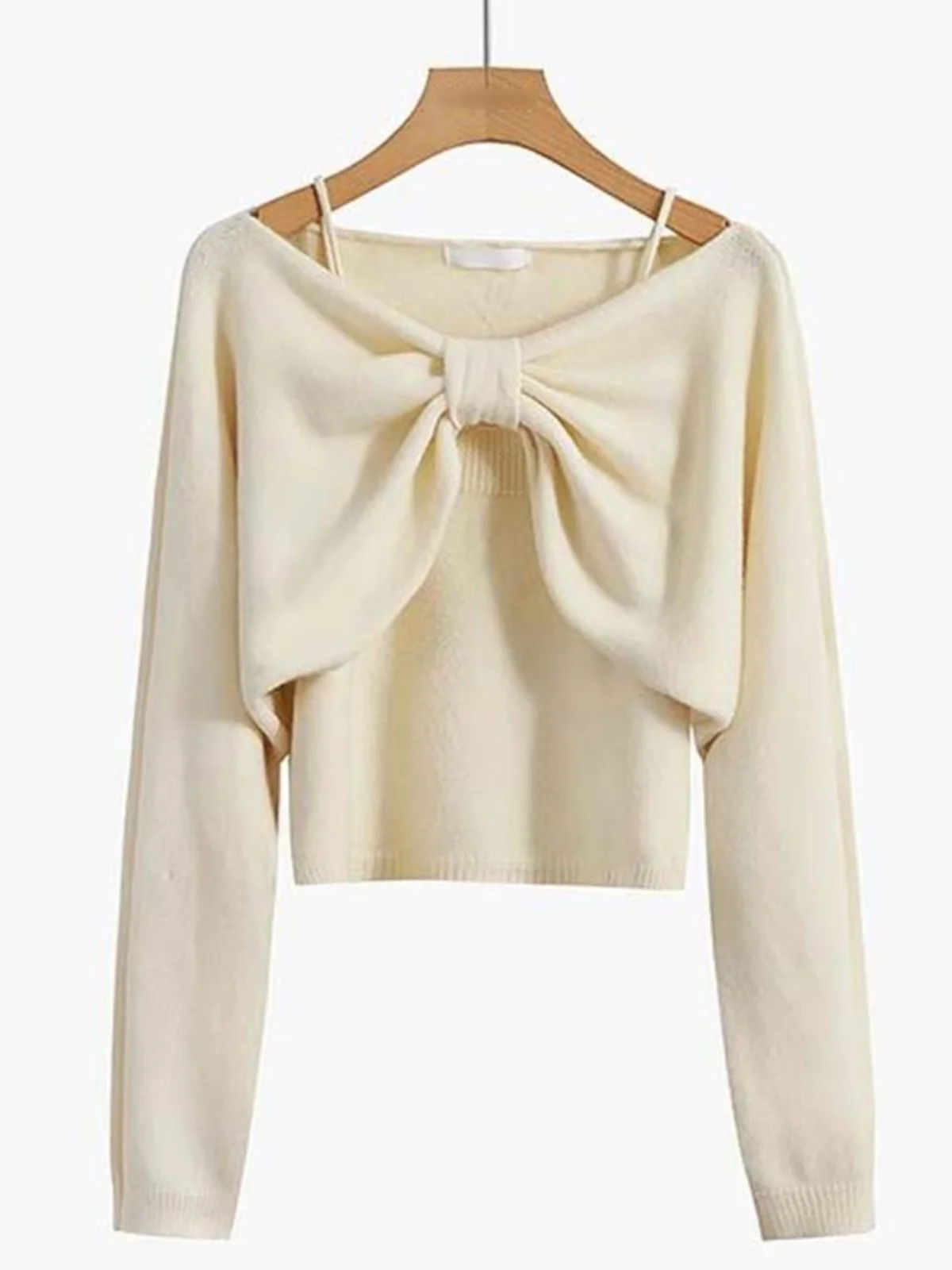 

Женский вязаный свитер, комплект ort Top Long Sve Knot Design, комплект из двух предметов, осенний новый Sle, повседневный, удобный Faion