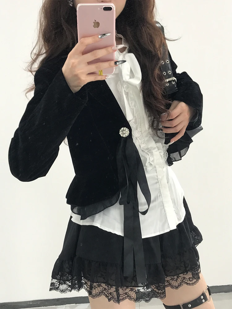 Wit Zwaar Borduren Kant Splitsen Vrouwen Irt Rok Set Herfst 2025, Nieuwe Sle Court Sle Afslanken Tee-stuk Pak