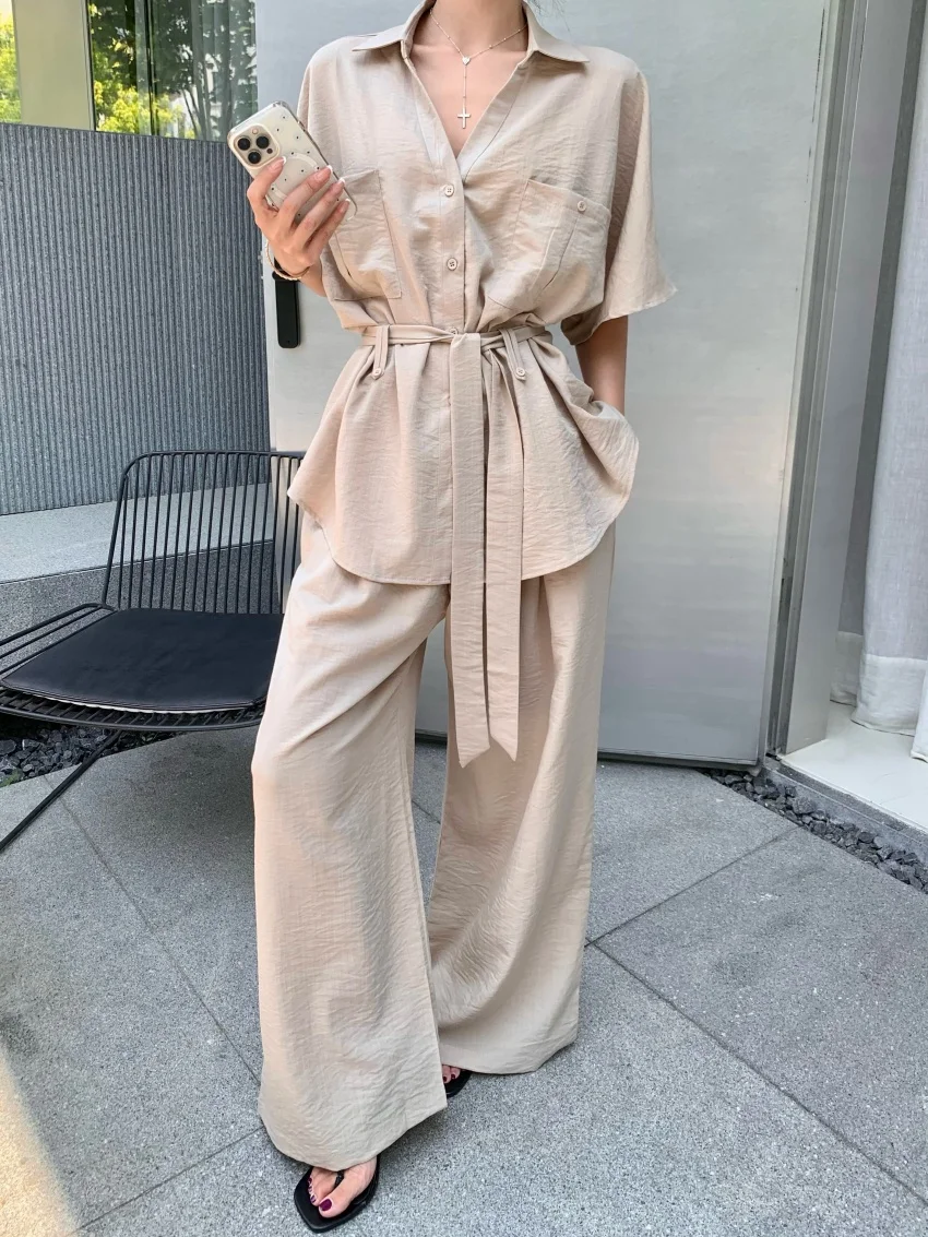 Alien Kitty Office Lady 2 Pieces Sets New Slim Elegant Shirts Autumn Minimalist 2026 Wide Leg Casual Pants Work Wear Outfits