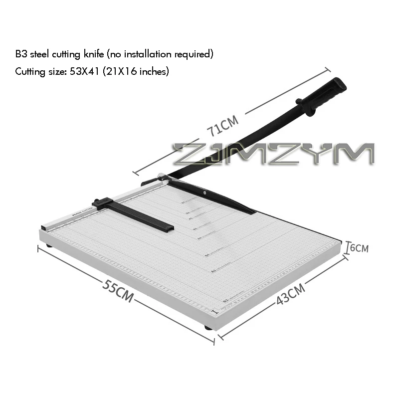 B3 Paper Cutter Metal Bottom Series Paper Cutting Machine Manual Knife Type Paper Trimmer for Office Craft or Pictures