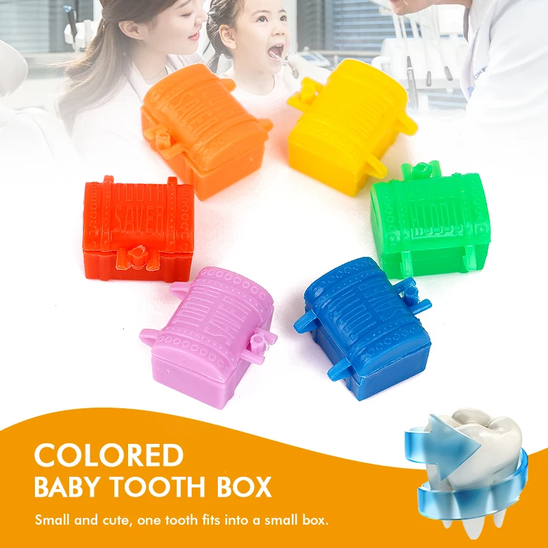 10pcs Square covered tooth box, plastic colored tooth storage box, color random tooth storage box, baby tooth commemorative box