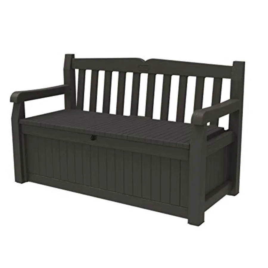 Solana 70 Gallon Storage Bench Deck Box for Patio Furniture, Front Porch Decor and Outdoor Seating Perfect to Store Garden Tool