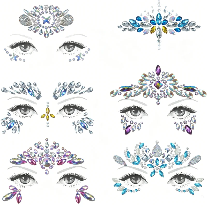 Face & Body Rhinestone Stickers – Gem Temple Decals for Party, Children‘s Day Makeup, Self-Adhesive Jewels for Cheek & Forehead
