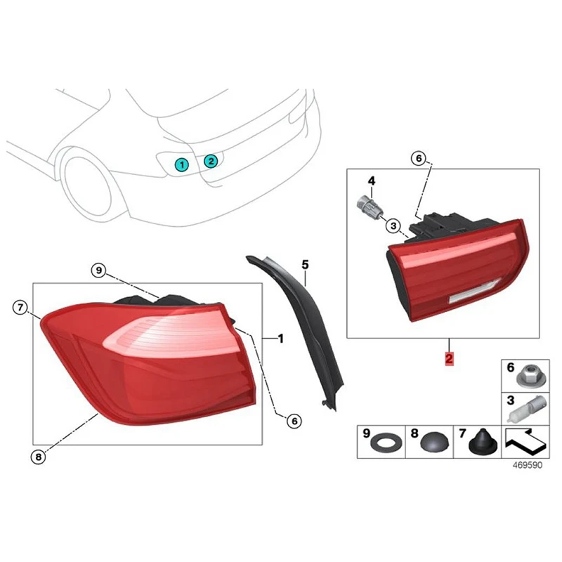Tylne światło samochodu LHD Wewnętrzne światło tylne do BMW F30 316I 320Li 328I 330Li 335Li 16-19