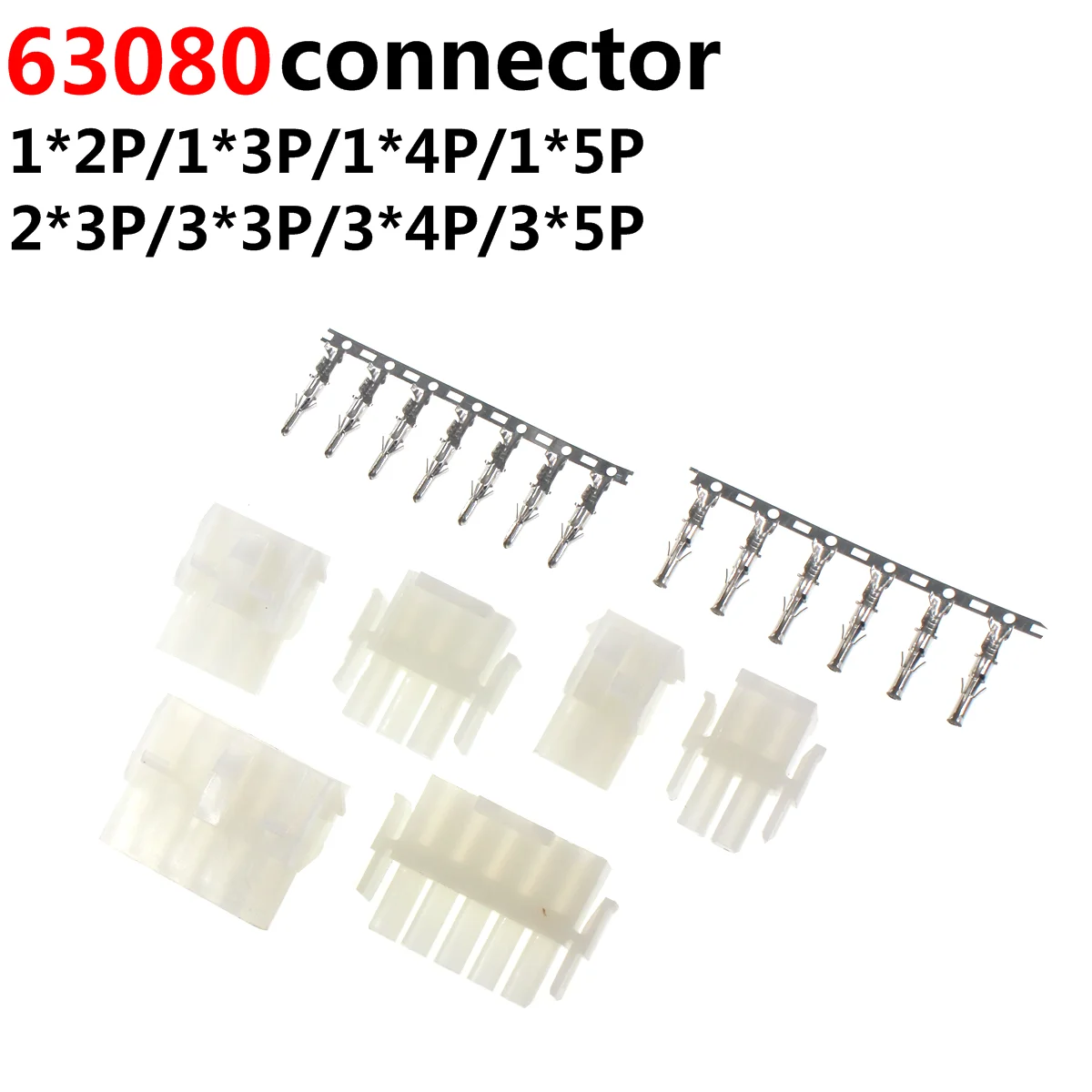 5Set 63080 1x4P 4 P Pin Male Female Housing Plug 6.35mm 0.25inch Pitch Cable Wire Connector Automotive Electrical Connector