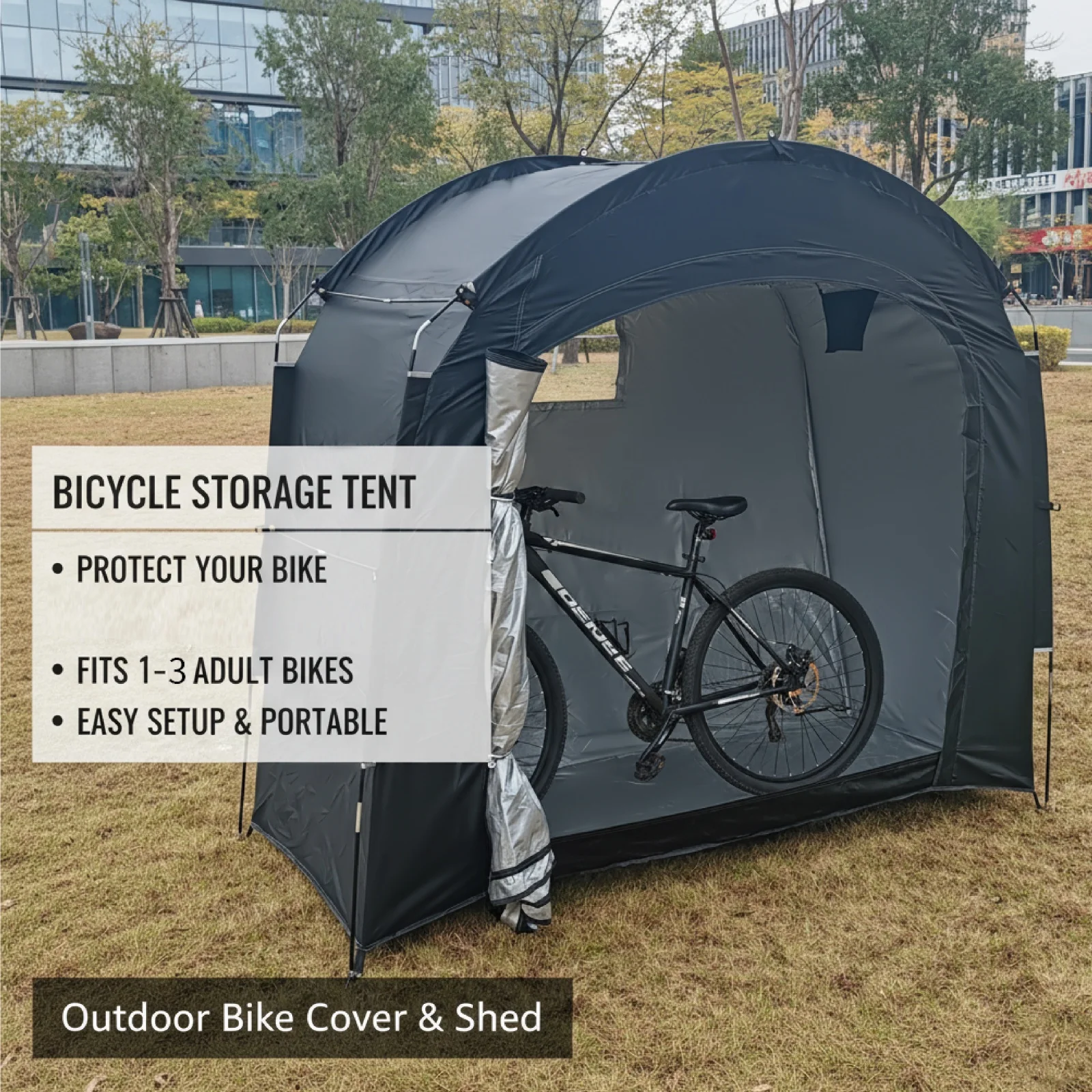 1 Pack Household Oversized Bike Storage Tent, Inner Silver Lining Shelter, Garden Patio Bicycle Storage Shed for Bikes