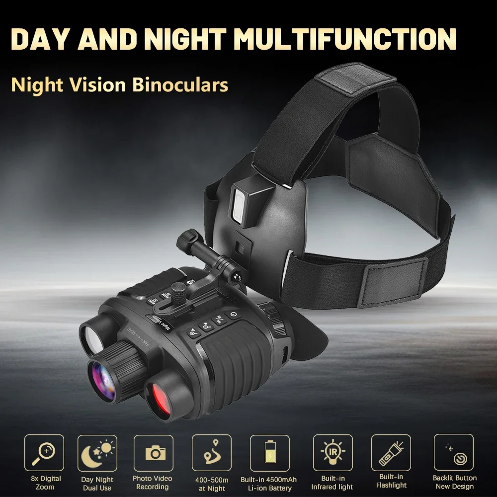 1080P Night Vision Binoculars 8x Digital 500m Full Dark Infrared Night Vision Telescope Goggles 3” Large Screen For Camping