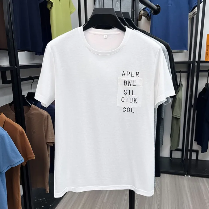 Short Sleeve Tee T-shirt Men Stylish Crew Neck Slim Fit Daily Wear Essential Basic Lightweight — купить у AliExpress WW