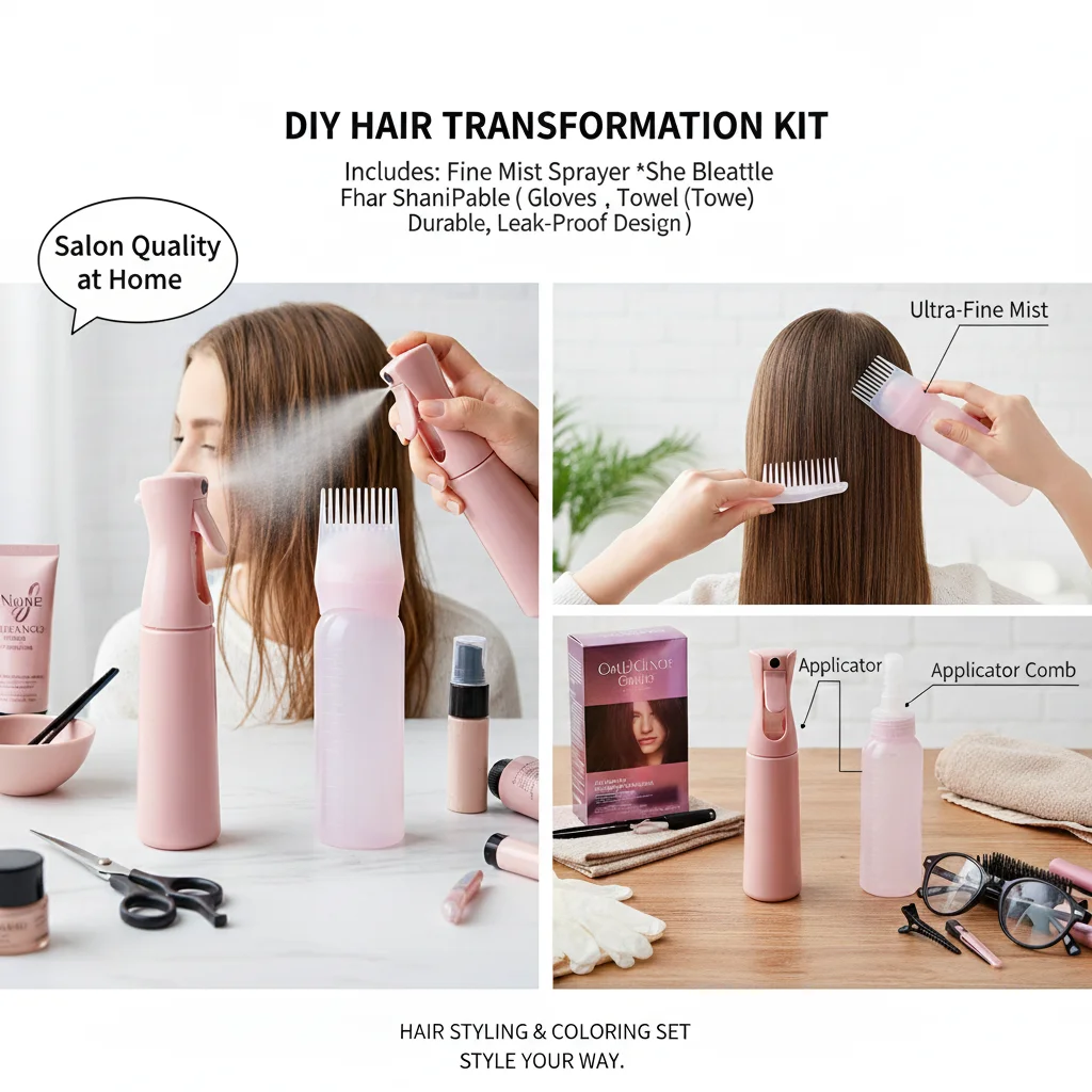 2-Pack Rechargeable Plastic Spray Bottles with Root Comb Applicator Continuous Mist Hair Dyeing And Coloring Pulverizer