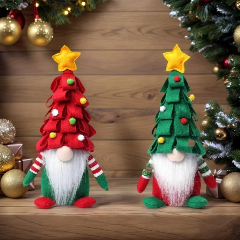Soft Plush Gnomes Doll with Christmas Tree Hat Swedish Tomtes Ornament Home Tabletop Centerpieces Decoration Gift best sale