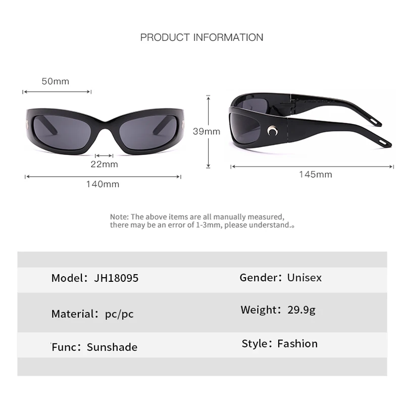 Y2K Sunglasses Women Men Oversized Trendy Wrap Around Sunglasses Punk One Piece Goggles Sports Sun Glass Shades Eyewear