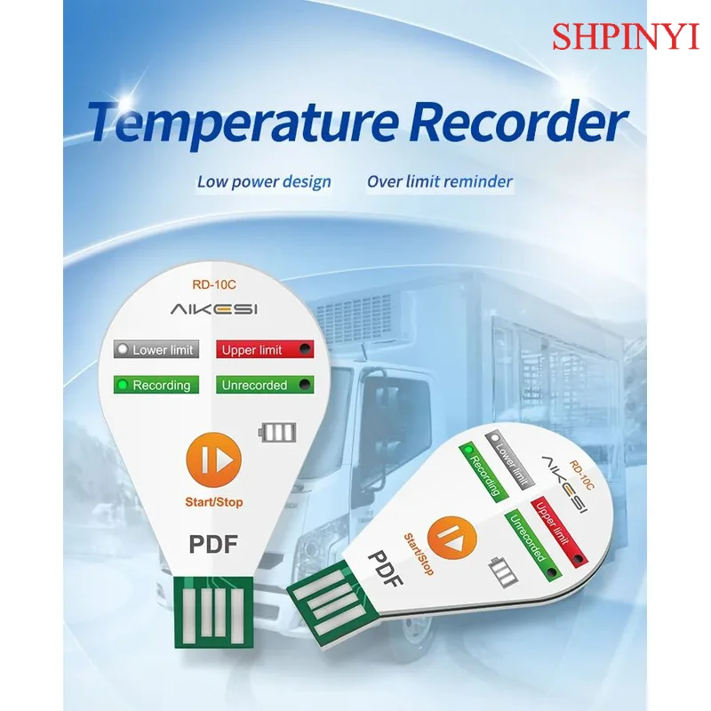 Aikesi RD-10C Reusable  Use USB Temperature Data Logger for Fresh Food, Vaccine Cold Chain Transportation
