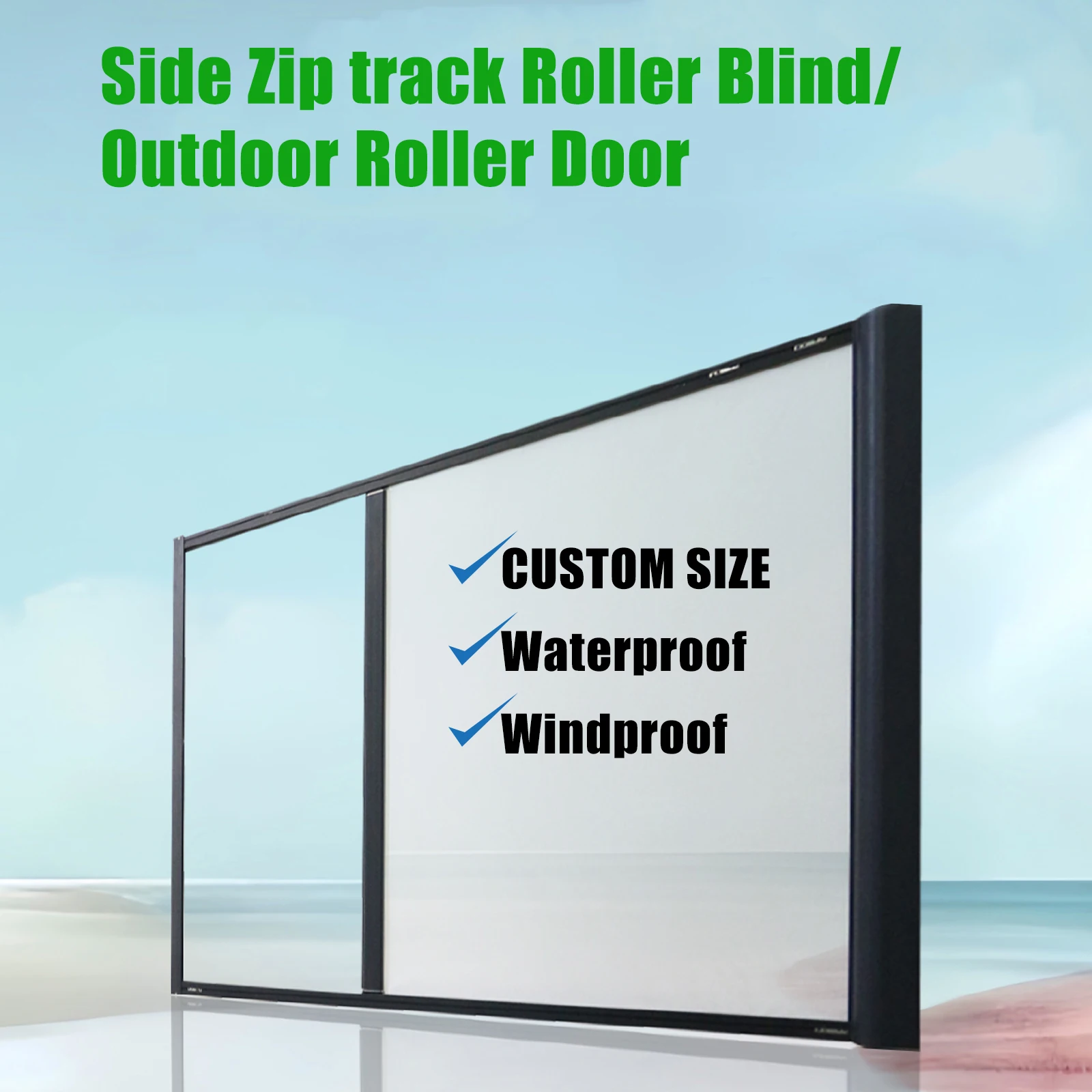 BOLAIEN Side Zip Track Roller Blinds Waterproof Outdoor Roller Door Custom Size Motorized Zipper Blind for Balcony and Patio