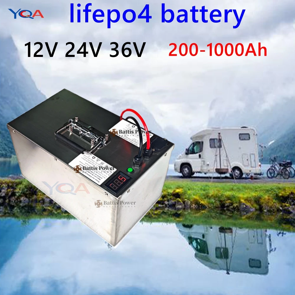 Lifepo4 12V 400Ah 600Ah 12V 800AH 24V 500Ah 36V 300AH 48V 200Ah with BMS for 5000W 3000w inverter EV Fishing boat +Charger