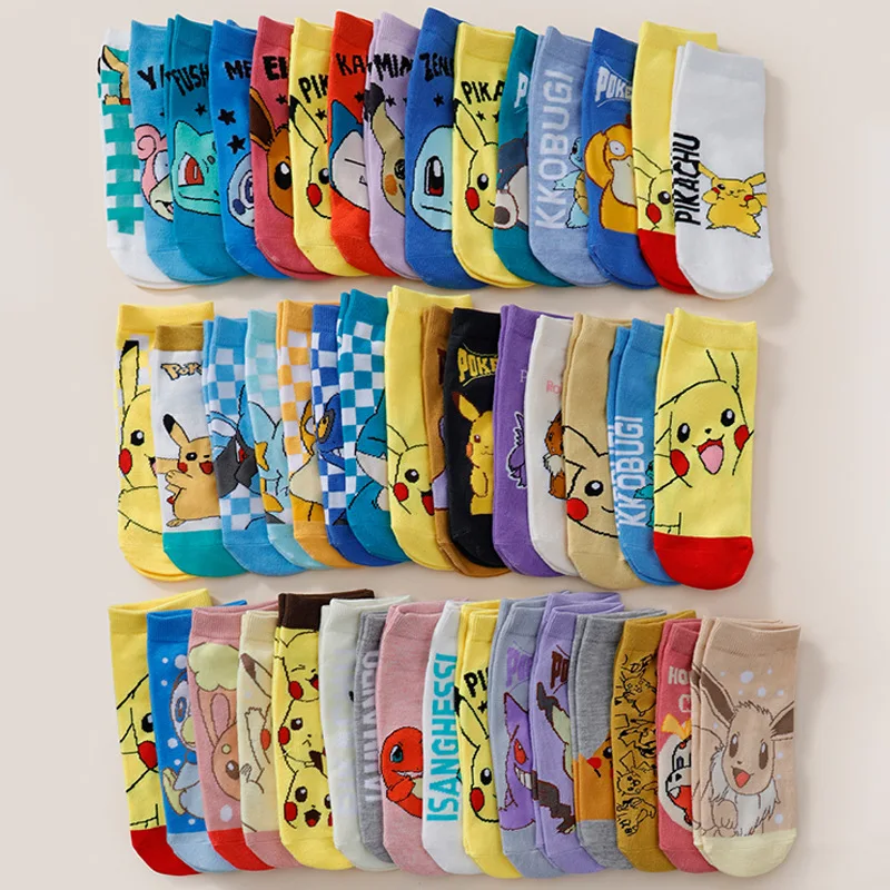 6/12 Paar neuartige und interessante Pokémon-Familien-Cartoon-Anime-Muster für Männer und Frauen, lässige Outdoor-Paar-Socken – Detail 2